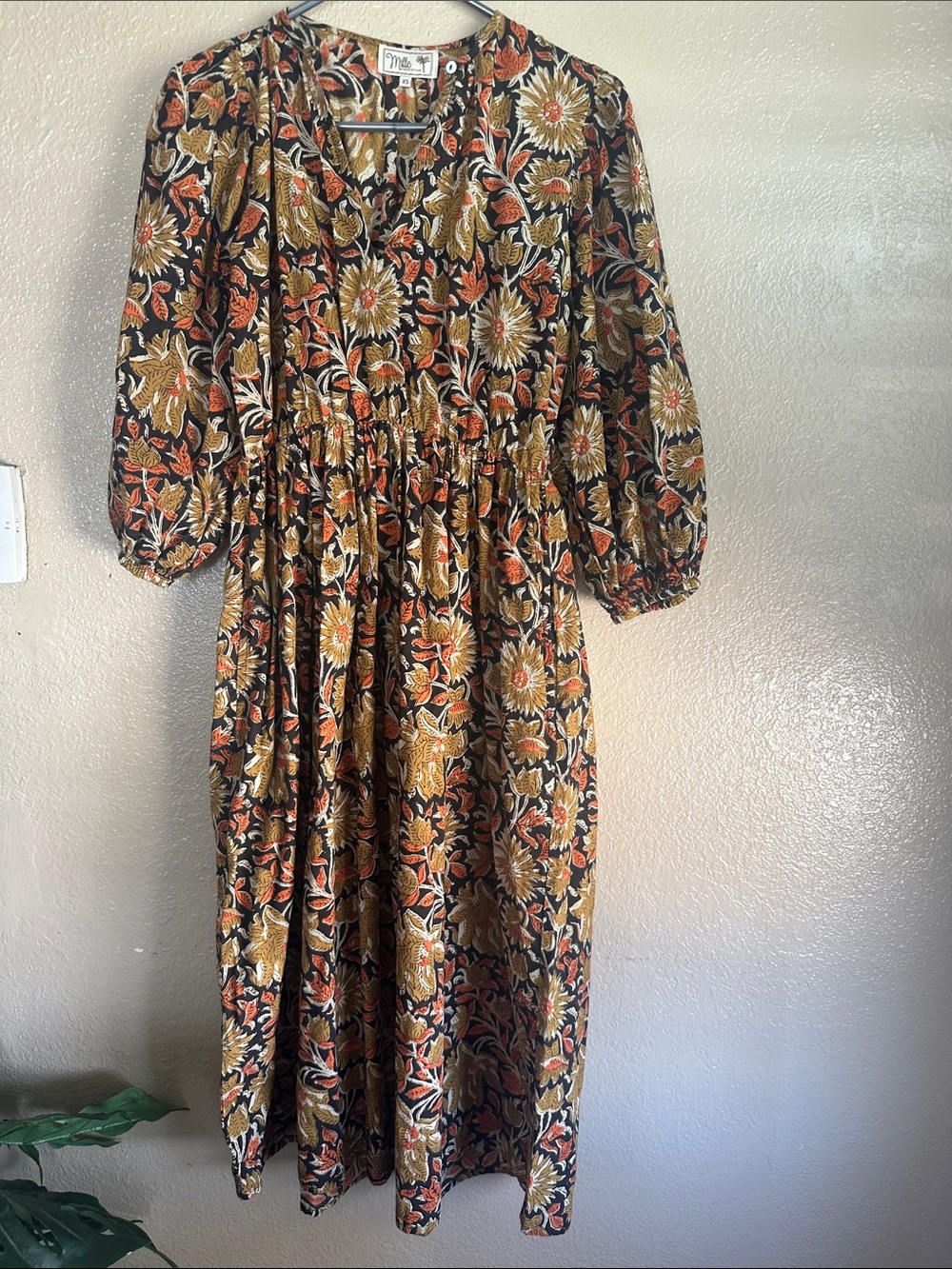 Mille Celeste Floral Midi Dress XS